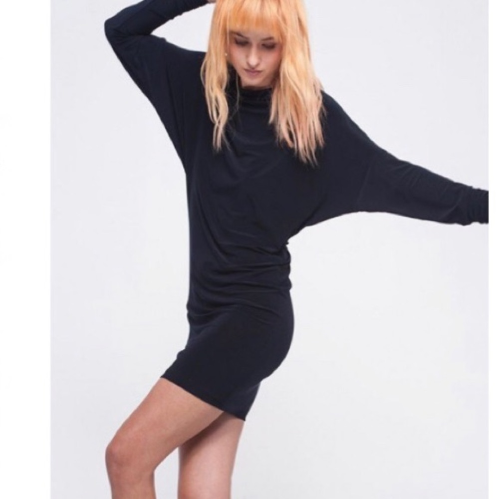 Norma Kamali Convertible black jersey dress.
